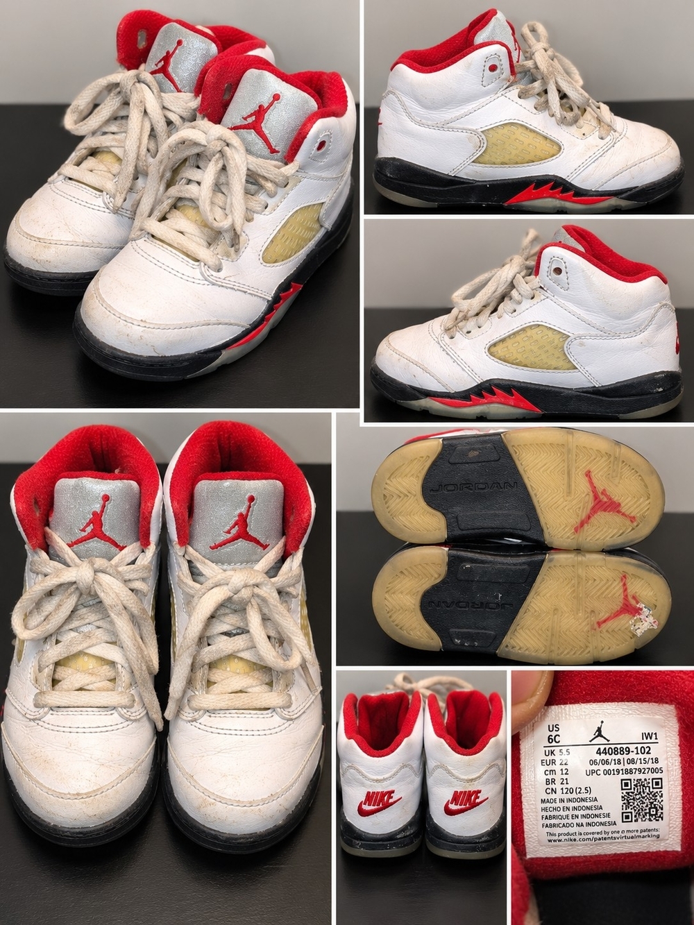Jordan Kids White and Red High-Top Sneakers